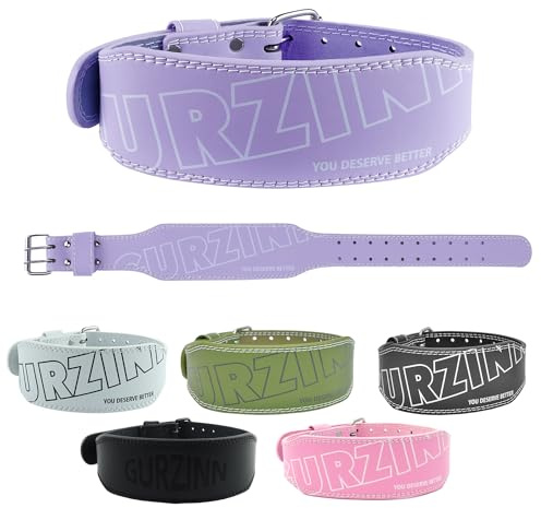 9 mm Leather Weight Lifting Belt for Men and Women with 4 Inches Wide Padded for Weightlifting Deadlift, Cross Training, Power Lifting Workout & Squats Exercise(Purple/S)