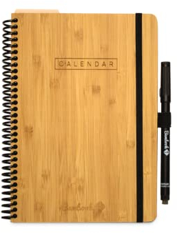 BAMBOOK Calendar A5 - Wiederverwendbarer Kalender - Bambus-Holz Hardcover - Vollständig löschbar - Kalender 2025 - Planner 2025