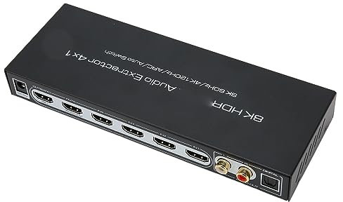 Extractor de Audio HDMI 8K 60Hz 4K 120Hz HDR HDMI 4x1 Convertidor Divisor de Sonido, Adaptador HDMI 2.1 Compatibilidad con Divisor 2.0 Canal 5.1 Canal Función ARC (Enchufe de la