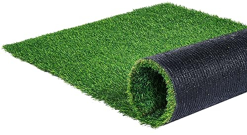 VEVOR Gazon Artificiel, Pelouse Synthétique Extérieur Intérieur 153x92 cm Brins d'Herbe 35 mm Facile à Nettoyer avec Trous de Drainage pour Cours de Récréation, Décoration Maison, Tapis de Chien, Vert