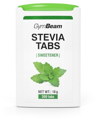 GymBeam Stevia in Tabs: Dolcificante Naturale, 300 Compresse, Compresse di Stevia, Alternativa Sana allo Zucchero, Ideale per Cibi e Bevande, Favorisce la Perdita di Peso, Confezione da 12g