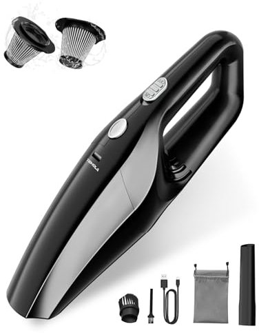 TEMOLA Handheld Vacuum Cleaner, Hand Held Vacuums Cordless with 2 HEPA Filters, Portable Mini Vacuum Cleaner, Rechargeable Car Vacuums for Home Car Carpet and Pet Hair