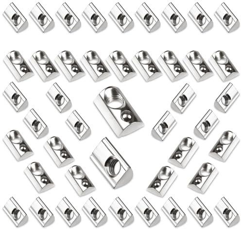 45 Stk Nutensteine M8 mit Kugel Nut 8 T Nutsteine Schrauben Set 40-Serie mit Zentrierung Steg M8 Aluprofil 40x40 Kohlenstoffstahl Gleitmutter mit Federkugel für Alu C Profil 3D Drucker CNC Europanorm