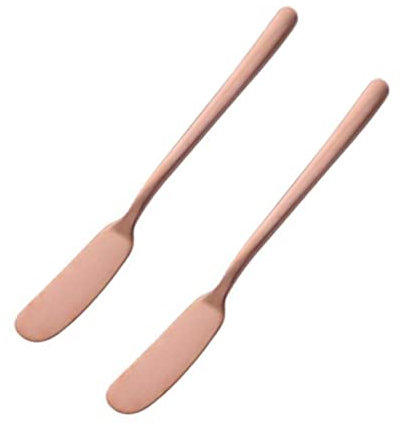 HOLIDYOYO Coltelli Da Burro in Acciaio Inossidabile 304 Set 2 Pezzi, Taglierina Multiuso Per Formaggio, Burro e Confettura, Lame Affilate Per Uso Professionale e Domestico, Utensili Cucina Oro Rosa