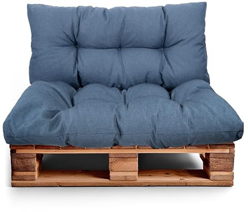 Best Wool Set di Cuscini per Pallet – Cuscino D’assise per Pallet Europei – Imbottitura con Schiuma Granulare Poulirette – Include Cuscino D’assise 120x80cm + Schienale 120x40cm