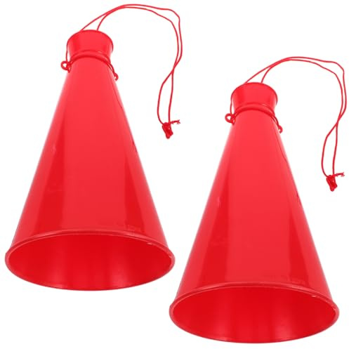 CONGARTENO Megafono Plastica Rumorista Supporto Tifo Portatile Leggero Rosso per Eventi Sportivi Feste Corni da Tifo 2 Pezzi