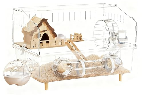 Gabbia Per Criceti Grande | Habitat Per Animali Domestici In Acrilico Trasparente A 2 Strati | Gabbia Per Gerbilli - Per Interni Ed Esterni, Cortile Domestico, Osservazione 'allevamento, Negozio D