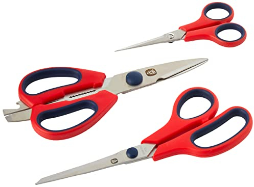 Spear & Jackson SCISSORS3PS 3 Piece Scissor Set, Rot / Silber