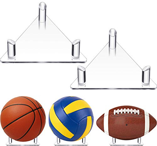 Jetec 2 Pcs Acrylic Ball Stand Display Holder Sports Ball Storage Rack for Football Basketball Volleyball and Soccer (Transparent)