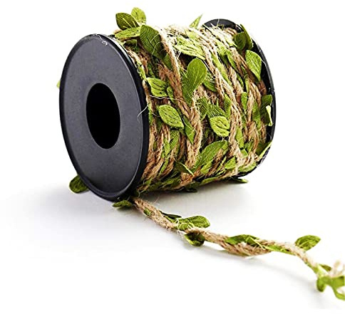 33 feet Natural Twine Green Leaf Jute 3ply 2MM Rope Hemp Burlap Ribbon String Heavy Duty Hanging Gardening Decoration or for Arts and Crafts