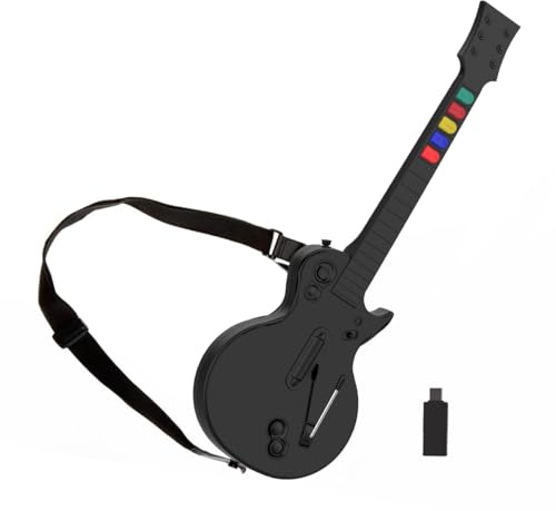 NBCP Controller Guitar Hero per PC e PS3, Chitarra Wireless per Guitar Hero 3/4/5 e Giochi Rock Band 1/2, Chitarra Guitar Hero con Tracolla per Chitarra (Dieci Tasti/Nero)