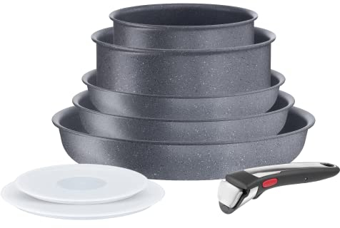Tefal Ingenio Batterie de cuisine 8 p, Induction, Revêtement antiadhésif, Empilable, Poêles et casseroles + poignée amovible, Compatible lave-vaisselle, Fabriqué en France, Natural On L7669802