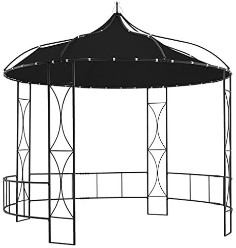 Tidyard Catherinol Belvédère Tonnelle Chapiteau de Jardin Tente de Réception de Patio Pavillon d'Extérieur Camping Réunion de Famille 300x290 cm Anthracite Rond