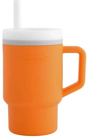 Infantino My 1st Tumbler – söt minikopp med läckagesäkert sugrör och småbarnsvänligt handtag, främjar drickande, lätt att rengöra, 255 ml, creamsicle