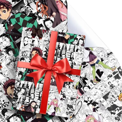 UBBY 5 hojas de papel de regalo Demon de 51 x 75 cm, papel de estraza duradero, para cumpleaños infantiles, fiestas, almacenamiento, decoración festiva (gris)