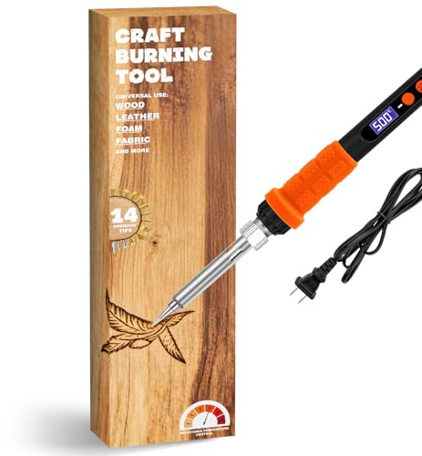 ZEROMX Wood Burning Kit, Adjustable Temperature Pyrography Pen Set with 14 Premium Tips, 200℃-500℃ Adjustable Temperature Wood Burning Pen Kit for Wood Crafting Art & Creative DIY Gift