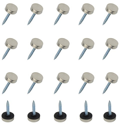 TOVOT 20 PCS 15 MM Stainless Steel Cap Cover Decorative Mirror Screw Sliver Tone