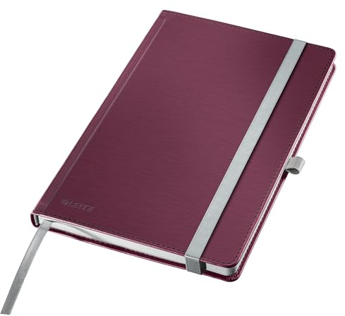 Leitz Style A5 Notizbuch Liniert, Hardcover, 160 Seiten, 80 Blatt, FSC-zertifiziertes 100 g/m² Papier, Verschluss & Lesezeichen, für Büro & Home Office, Rot, 44851028