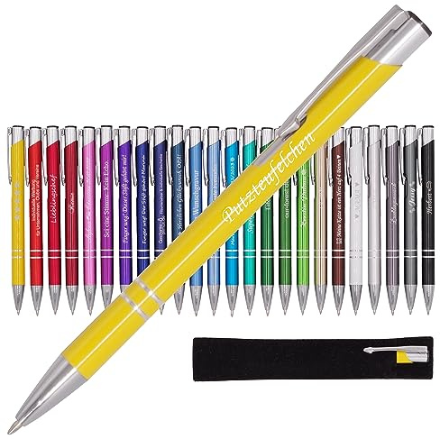 BIASTO Mitbringsel & Geschenk in Premium-Qualität: personalisierter Metall-Kugelschreiber mit Gravur, Stift mit Name (gelb)