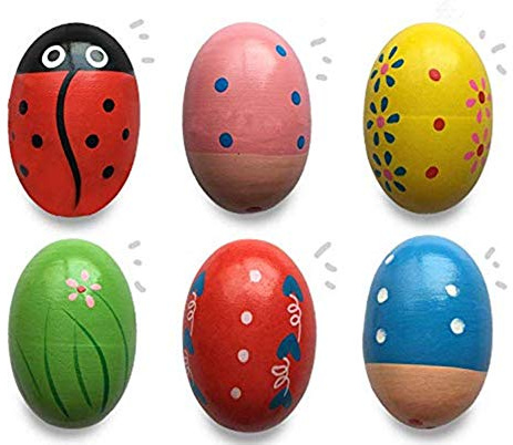 JoFAN 6 Pack Wooden Percussion Musical Shake Eggs Easter Egg Shakers for Kids Boys Girls Toddlers Easter Gifts Easter Basket Stuffers Fillers