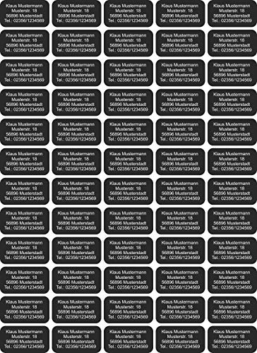 INDIGOS UG Adressetiketten selbstklebend - 40x22 mm - schwarz - 60 Sticker Namensaufkleber Kinder Schule - Namensetiketten selbstklebend - Sticker für Stifte, Federmappe, Hefte, Bücher