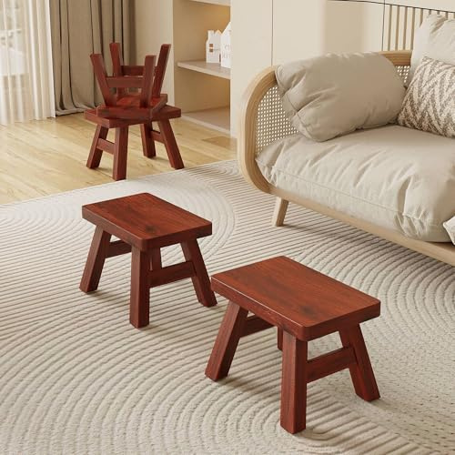 Golden Sun WM Sturdy Step Stool Footstool Solid Wooden Small for Kids Adults Sink Plant Stand Fishing Stool (Brown)