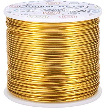 BENECREAT 15 Gauge (1.5mm) Aluminum Wire 220FT (68m) Anodized Jewelry Craft Making Beading Floral Colored Aluminum Craft Wire - Light Gold