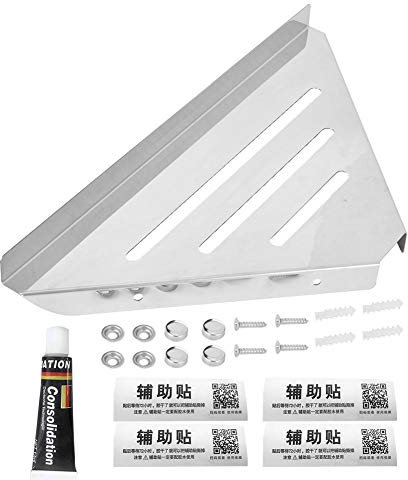 Estante de baño esquina, sin perforación Estantes de esquina de baño Estante de almacenamiento triangular de acero inoxidable Estante de ducha Estante de esquina Organizador para baño(Free-Punching)