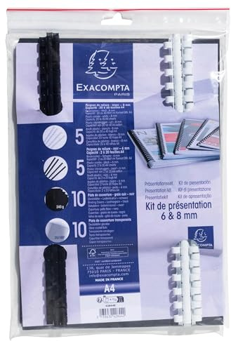 Exacompta - Réf. 27809E - Paquet de 25 plats pour couvertures Forever - en carte rigide grain cuir 270g/m2 pour reliure A4 - convient à tout type de reliure - couleurs blanc, bleu, ivoire noir, rouge