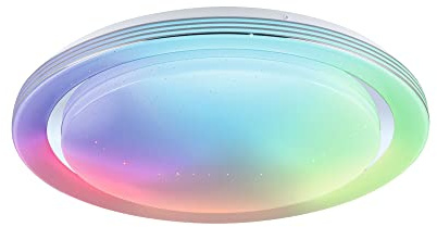 Paulmann 70547 Plafón LED Rainbow con efecto arco iris incl. 1x38,5 W regulable dinámicoRGBW control de color cromo, plástico blanco, metal 3000 K