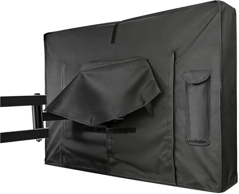 IC ICLOVER 60-65 inch Outdoor TV Cover, Roll up Front Flap with Non Scratch Soft Liner Protect LED Screen, Zipper Access Weatherproof TV Protector, Outside Waterproof Television Cover fit Wall Mount