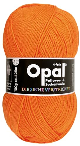 Frida's Wollhaus Opal 100 g Uni 4-fach Sockengarn Strümpfe Stricken filzfrei Wolle 35 Farben (2013 | Neon-Orange)