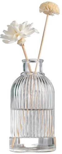 100ml Retro Vertical Stripes Glass Diffuser Bottles Refillable Aromatherapy Diffuser Jar Essential Oils Container Fragrance Accessories Use for DIY Replacement Reed Diffuser Sets(Clear)