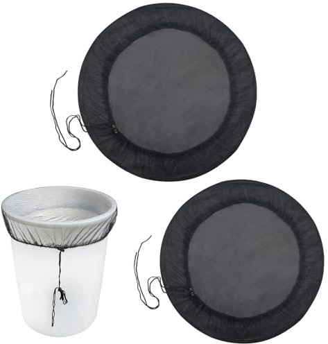 2 Pièces Filet pour Citerne De Pluie, Housse pour Tonneau Réglable de Pluie avec Cordon de Serrage, Housse pour Tonneau de Pluie Ronde, Protection Contre Les Moustiques et Les Feuilles (80cm et 95cm)