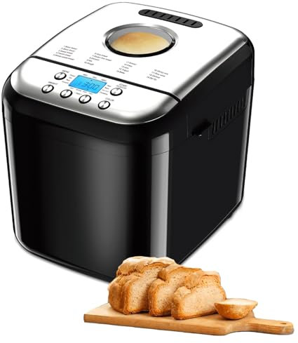 Machine À Pain Automatique, Machine À Pain Domestique Avec 19 Menus De Programme Et Fonction De Retardement, Capacité De 3 Pains 1/1,5/2,0 Lb Et 3 Couleurs De Croûte Réglables, Pour Pain, Gâteau
