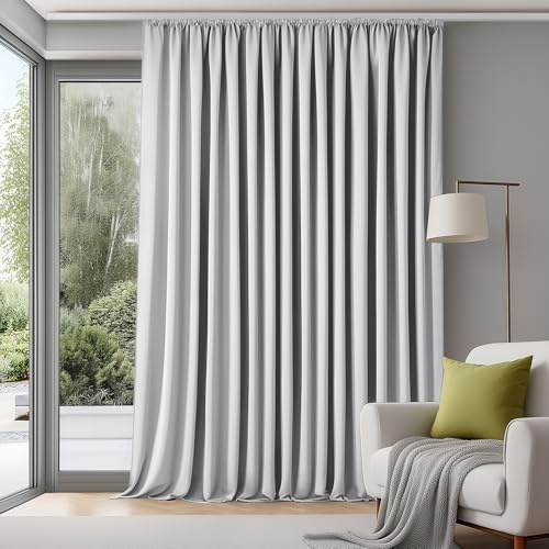 Deconovo Cortinas Opacas Térmicas con Cinta de Lápiz Cortinas Modernas Aislantes para Dormitorio y Sala de Estar, 280×175 CM, Blanco, 1 Paneles