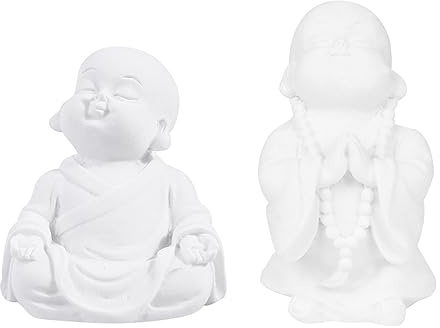 ERINGOGO 2 pièces Figurines Maitreya Résine Décorations Poissonnière et Maison Moderne Sculptures Bouddha pour Salon Bureau et Aquarium