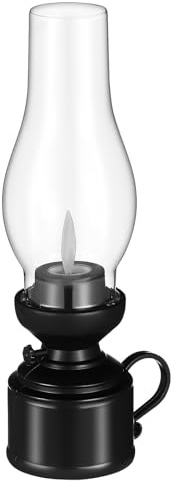 ibasenice Lampada da Tavolo Vintage Senza , Lampada a Cherosene a Led, Lanterna Decorativa a Olio, Tavolo in Plastica