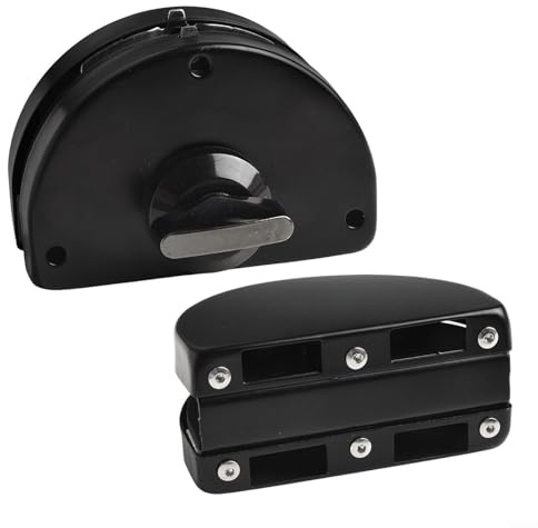 Besttoolifes Cerradura de puerta de cristal de acero inoxidable, color negro, doble oscilación, sin marco, cerradura de seguridad para oficina, 10 mm-12 mm de grosor, con 3 llaves, juego completo