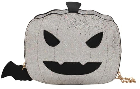 Pumpaplånbok – axelväska med ny kedja, rolig halloween djävul bag | Unika och nya pumpafrön är utmärkt för kvinnor – flickor och halloweenfest eller, flerfärgad, Silber