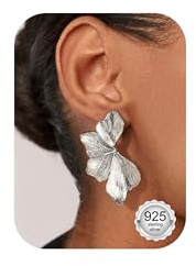 Chriscoco Boucles d'Oreilles Fleurs Argent Sterling 925 Aiguille Plaqué Or 14K Statement Boucle d'Oreille Fleur Hypoallergéniques Boucles d'Oreilles Femme Pendantes Pétale Léger Bijoux Bohème