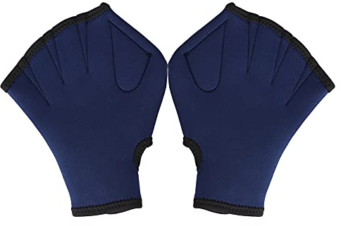 1 Paire de Gants palmés de Natation, pagaies de Main d'entraînement de Natation de plongée en apnée Unisexe avec Sangles réglables pagaies de Natation pour Hommes Femmes (Bleu Marine)