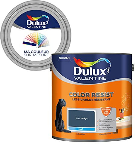 Ma Couleur Sur-Mesure par Dulux Valentine – Peinture Intérieure Murs, Plafonds, Boiseries - Palette Naturelle, Pièce à Vivre Mat, Bleu Indigo , 2,5 L