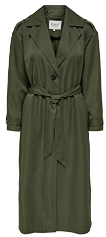 ONLY Onlline Noos Otw-Abrigo Largo Gabardina, Color Verde, M para Mujer