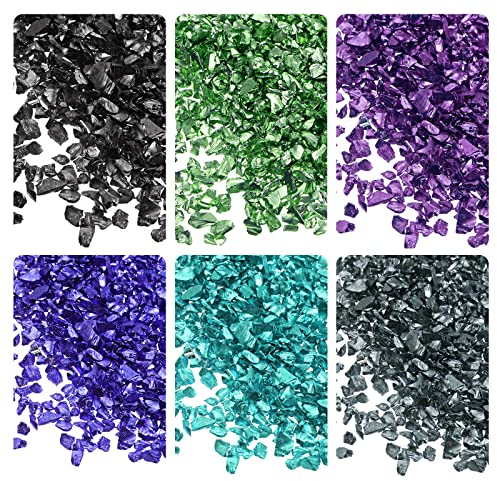 sourcing map 6 Farben Glassplitter 1-4mm unregelmäßig glitzernd metallisch Glas 28g Grün