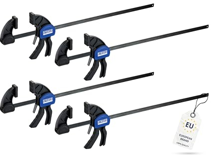 STROXX® 4x Einhandzwinge |Spannweite: 450mm| Klemmkraft je Zwinge: 159 Kg | Schraubzwinge | Spanner | Zwinge | Einhandzwinge | mit Gummipads und Quick Release Funktion