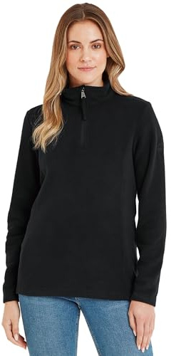 TOG24 Fleecepullover Damen mit Halbem Reißverschluss Fleecejacke Leichte Sweatjacke Warme Fleeceshirt Übergangsjacke Damenjacke für Laufen und Freizeit Schwarz EU42