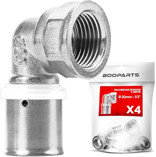 BOOPARTS – 4 Stück Pressfitting Wandscheibe 20x2 mm x 1/2 Zoll Innengewinde TH Kontur | 90 Grad Presswinkel für Mehrschichtverbundrohr