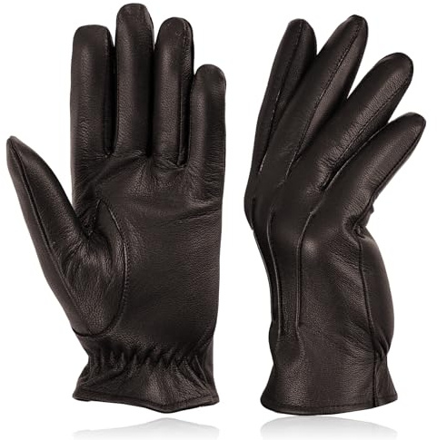 COLOURLINX äkta läderhandskar varm vinter termisk ofodrad mode utomhushandskar körning chaufförfest vardaglig vintage affärshandskar, Mörkbrunt, M