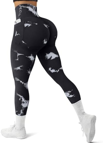 Litthing Women's High Waist Gym Leggings Scrunch Seamless Leggings Tie Dye Yoga Pants for Workout Tummy Control Sports Tights for Yoga Running Fitness
